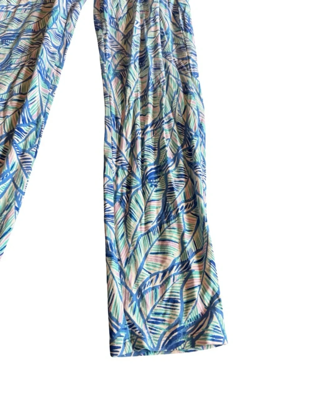 Lilly Pulitzer Paulina Jumpsuit Blue Lets Mango Leaf Stretch Tank Top Size XS